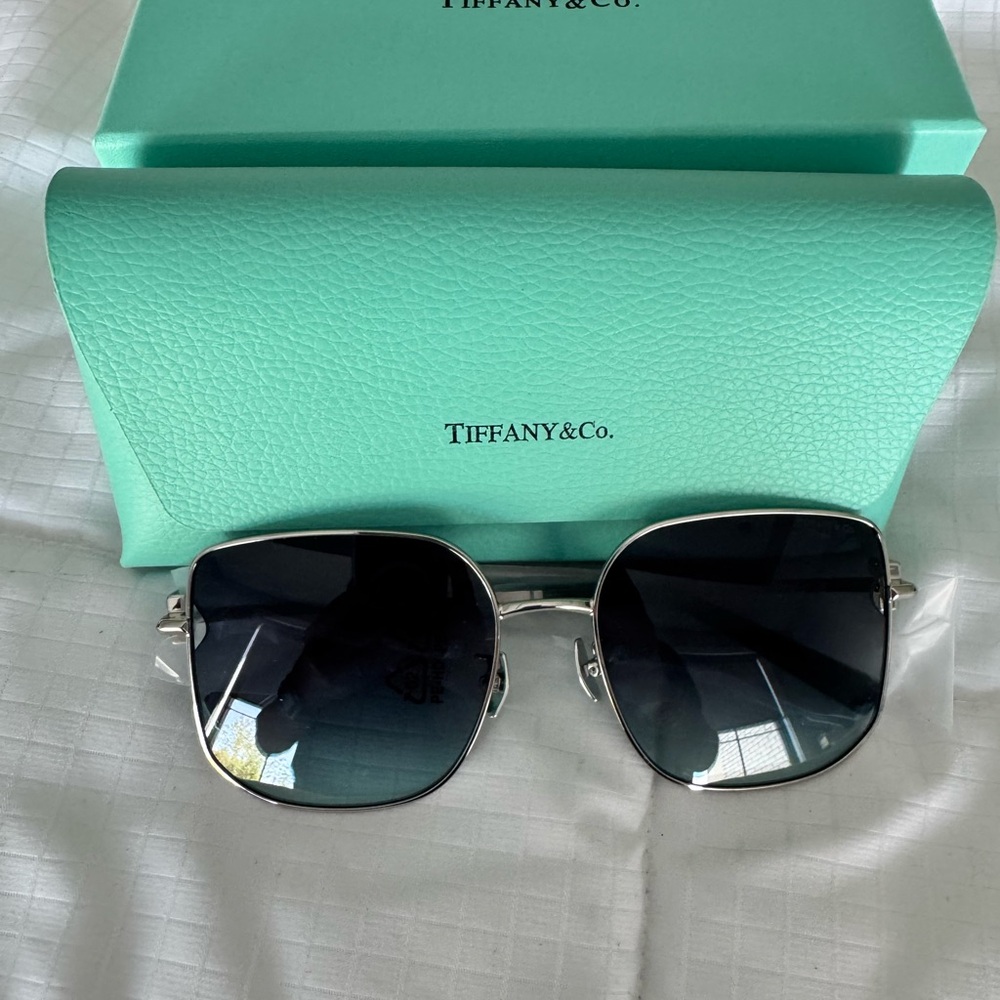 Tiffany & Co. Silver Frame Sunglasses with Dark Lenses